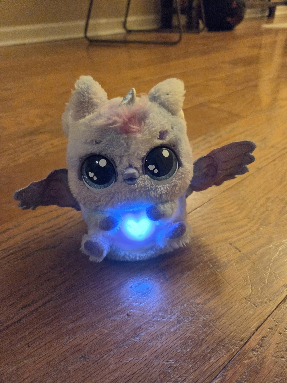 Hatchimala Light Up Purple Winged Unicorn Interactive Toy with Glowing Heart